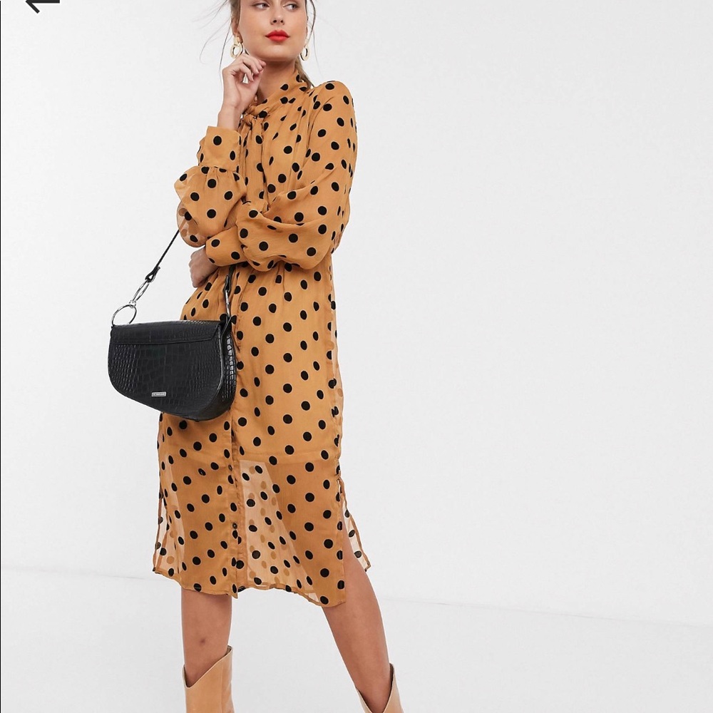 ASOS polka rust dress